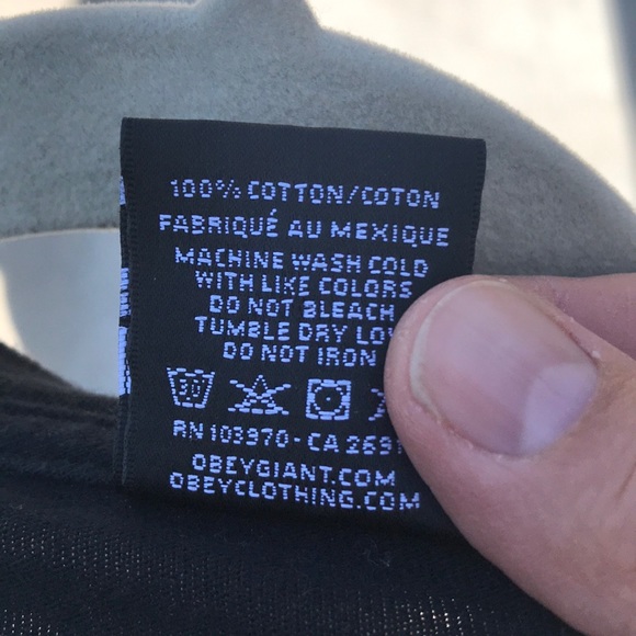 men’s OBEY black long sleeve t-shirt w/roses - Picture 5 of 5